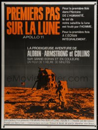 6k655 FOOTPRINTS ON THE MOON French 1p 1969 real story of Apollo 11, cool image of moon landing!