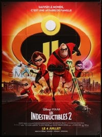 6k729 INCREDIBLES 2 advance French 1p 2018 Disney/Pixar, great image of the superhero family!