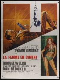 6k756 LADY IN CEMENT French 1p 1969 different art of Frank Sinatra & sexy Raquel Welch by Grinsson!