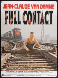 6k775 LIONHEART French 1p 1991 Jean-Claude Van Damme doing splits on train tracks, Full Contact!