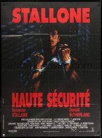 6k780 LOCK UP French 1p 1989 great image of handcuffed Sylvester Stallone in prison!