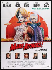 6k801 MARS ATTACKS! French 1p 1996 directed by Tim Burton, wacky sci-fi art by Philip Castle!