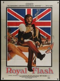 6k890 ROYAL FLASH French 1p 1975 different image of uniformed Malcolm McDowell & sexy legs!