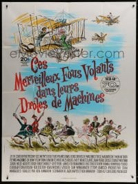 6k945 THOSE MAGNIFICENT MEN IN THEIR FLYING MACHINES French 1p 1965 wacky art of early airplanes!