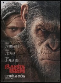 6k975 WAR FOR THE PLANET OF THE APES teaser French 1p 2017 super close up of angry Caesar!