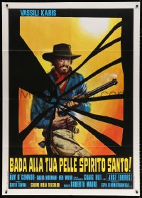 6k285 BADA ALLA TUA PELLE SPIRITO SANTO Italian 1p 1972 spaghetti western art of cowboy with rifle!