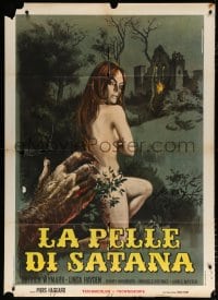 6k296 BLOOD ON SATAN'S CLAW Italian 1p 1971 Piovano art of demon hand reaching for sexy naked girl!