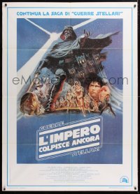 6k328 EMPIRE STRIKES BACK Italian 1p 1980 George Lucas classic, great montage art by Tom Jung!