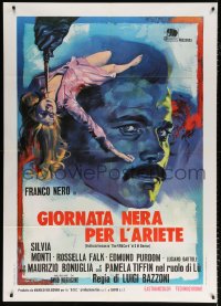 6k334 FIFTH CORD Italian 1p R1973 art of Franco Nero by bloody knife & female murder victim!
