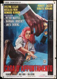 6k338 FRENCH SEX MURDERS Italian 1p 1972 Casa D'Appuntamento, art of sexy pink-haired woman, rare!