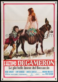6k377 LAST DECAMERON Italian 1p 1972 wacky art with naked woman on donkey!