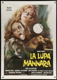 6k379 LEGEND OF THE WOLF WOMAN Italian 1p 1977 La lupa mannara, sexy wild artwork of Wolf Woman!