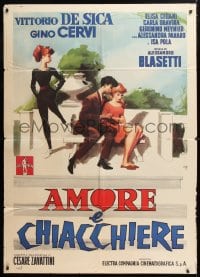 6k387 LOVE & CHATTER Italian 1p 1958 Vittorio De Sica, Gino Servi, Carla Gravina, great artwork!