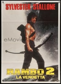 6k421 RAMBO FIRST BLOOD PART II teaser Italian 1p 1985 different image of Sylvester Stallone w/bow!