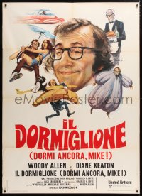 6k441 SLEEPER Italian 1p 1974 Woody Allen, Diane Keaton, wacky futuristic comedy, art by Ciriello!