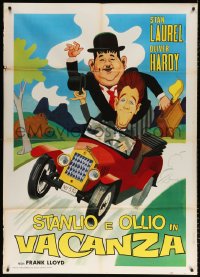6k451 STANLIO E OLLIO IN VACANZA Italian 1p R70s art & image of Laurel & Hardy!