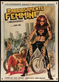 6k458 SWITCHBLADE SISTERS Italian 1p 1979 Enzo Sciotti art of bad girl biker gang, Mugging!