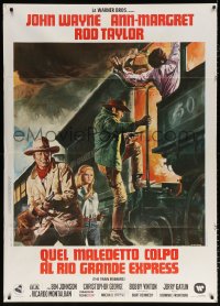 6k469 TRAIN ROBBERS Italian 1p 1973 different art of John Wayne & Ann-Margret + train by Casaro!
