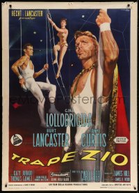 6k470 TRAPEZE Italian 1p R1963 different art of Lancaster, Lollobrigida & Curtis by Ciriello!