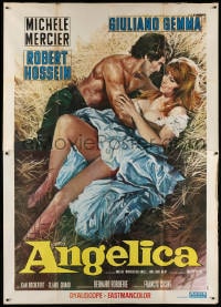6k154 ANGELIQUE Italian 2p R1960s Casaro art of sexy Michele Mercier & Hossein making out, rare!
