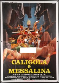 6k164 CALIGULA & MESSALINA Italian 2p 1982 Caligula et Messaline, Crovato art of sexy women in orgy