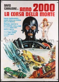 6k178 DEATH RACE 2000 Italian 2p 1976 art of killer cars, David Carradine & sexy Simone Griffeth!