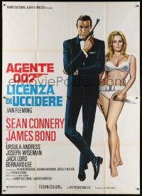 6k186 DR. NO Italian 2p R1970s art of Sean Connery as James Bond w/sexy Ursula Andress in bikini!