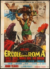 6k195 HERCULES AGAINST ROME Italian 2p 1964 Casaro art of strongman Sergio Ciani vs entire army!