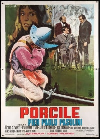 6k230 PIGPEN Italian 2p 1969 Pier Paolo Pasolini's Porcile, cannibals, different Cesselon art!