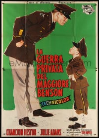 6k232 PRIVATE WAR OF MAJOR BENSON Italian 2p 1955 Nano art of Charlton Heston & kid, very rare!