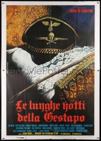6k239 RED NIGHTS OF THE GESTAPO Italian 2p 1977 artwork of Nazi hat and whip by Zanca, rare!
