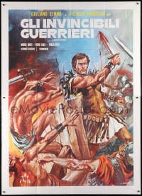 6k241 REVOLT OF THE PRAETORIANS Italian 2p R1970s Crovato art of Richard Harrison fighting many men!