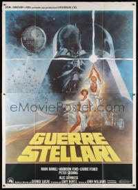 6k258 STAR WARS Italian 2p R1980s George Lucas classic sci-fi epic, great art by Tom Jung!