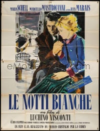 6k143 WHITE NIGHTS Italian 4p 1957 Visconti, Allard art of Schell & Marais by bridge, Dostoyevsky!
