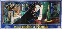 6k142 ESCAPE BY NIGHT Italian 6p 1960 Roberto Rossellini, cool different art by Ercole Brini!