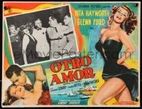 6k037 AFFAIR IN TRINIDAD Mexican LC 1952 Glenn Ford slapping Rita Hayworth, great sexy border art!