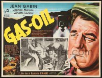 6k074 GAS-OIL Mexican LC 1955 border art of truck driver Jean Gabin, man beat up in inset!