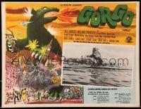 6k077 GORGO Mexican LC 1961 special FX image of giant monster destroying ship + great border art!