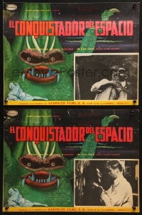 6k024 IT CONQUERED THE WORLD 3 Mexican LCs 1956 Roger Corman, cool border art of monster & Garland!