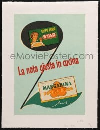 6k138 LA NOTA GIUSTA IN CUCINA linen 9x13 Italian advertising poster 1950s broth & margarine!