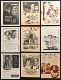6m088 LOT OF 13 MAGAZINE ADS 1940s great advertising for a variety of different movies!