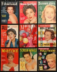 6m063 LOT OF 9 MOVIE MAGAZINES 1952-1955 filled with great images & articles!