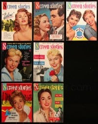 6m068 LOT OF 7 SCREEN STORIES MOVIE MAGAZINES 1940s-1950s filled with great images & articles!