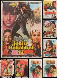 6m131 LOT OF 11 FORMERLY FOLDED INDIAN POSTERS 1970s-1980s great images from a variety of movies!