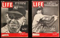 6m079 LOT OF 2 LIFE MAGAZINES WITH BASEBALL COVERS 1953 filled with great images & articles!
