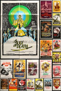 6m039 LOT OF 39 FOLDED KUNG FU ONE-SHEETS 1970s-1980s great images from martial arts movies!