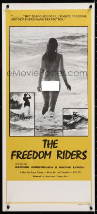 6p094 FREEDOM RIDERS Aust daybill 1972 completely naked Aussie surfer girl, yellow border design!