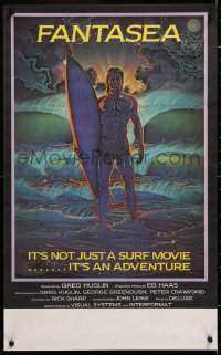 6p098 FANTASEA Aust special poster 1979 cool Sharp artwork of surfer & ocean!