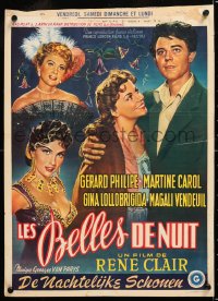 6p174 BEAUTIES OF THE NIGHT Belgian 1952 Rene Clair, sexy Gina Lollobrigida, Martine Carol!