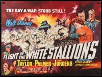 6p262 MIRACLE OF THE WHITE STALLIONS British quad 1963 Walt Disney, Lipizzaner stallions & soldiers art!